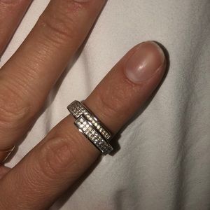 Sterling silver and pavé diamond ring